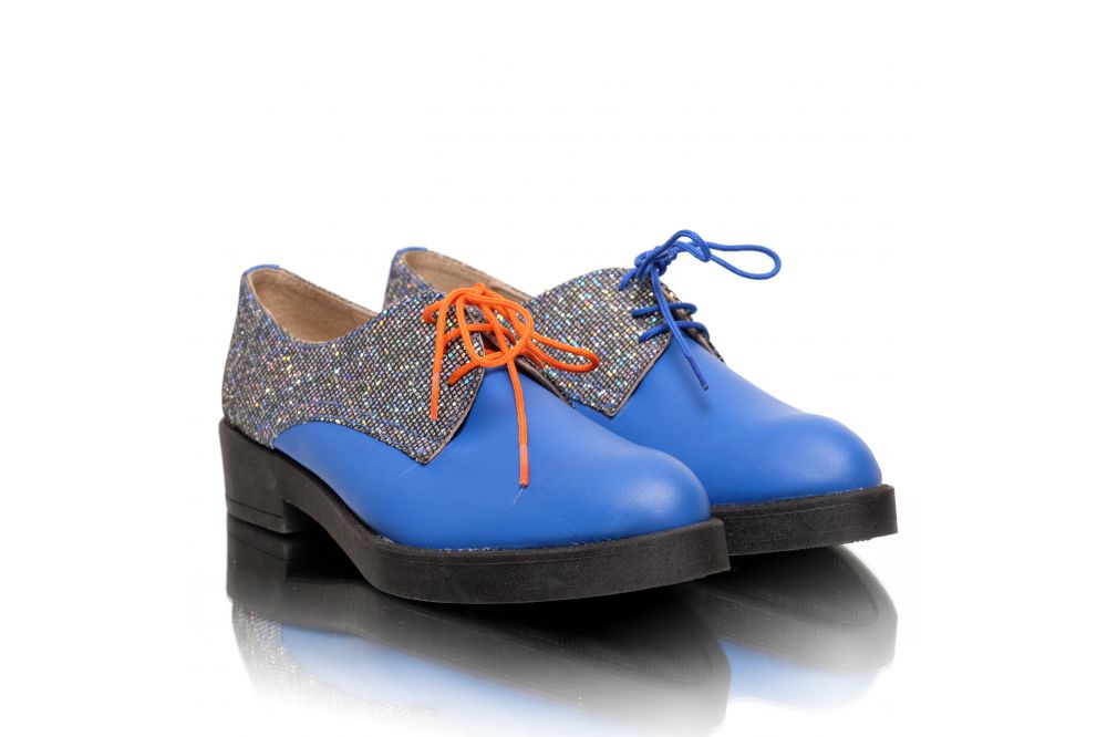 Pantofi de dama oxford albastri din piele naturala Pantofini Odette 
